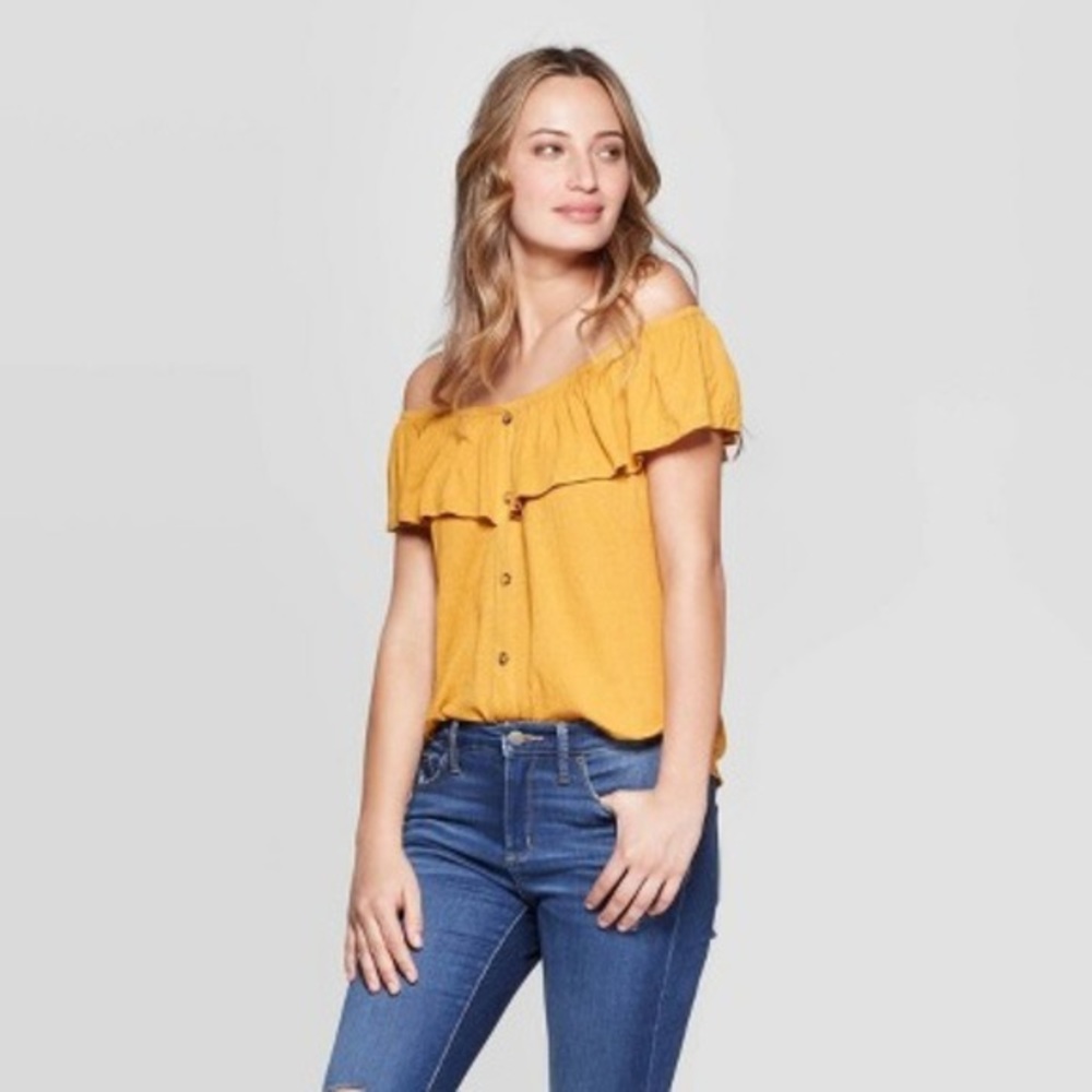Yellow off the shoulder top